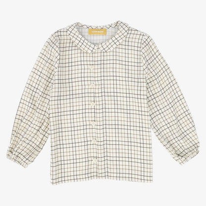 Peter Pan Print Blouse - White &amp; Brown