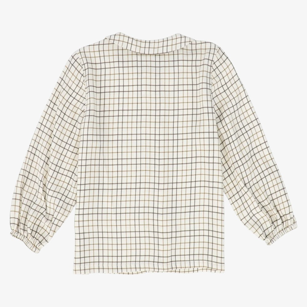 Peter Pan Print Blouse - White &amp; Brown