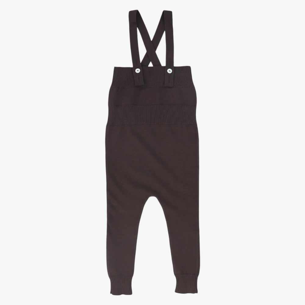 Rib Knit Suspender Overalls - Brown