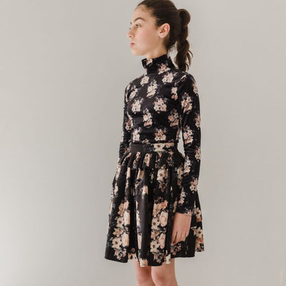 Bouquet Print Skirt - Black Bouquet