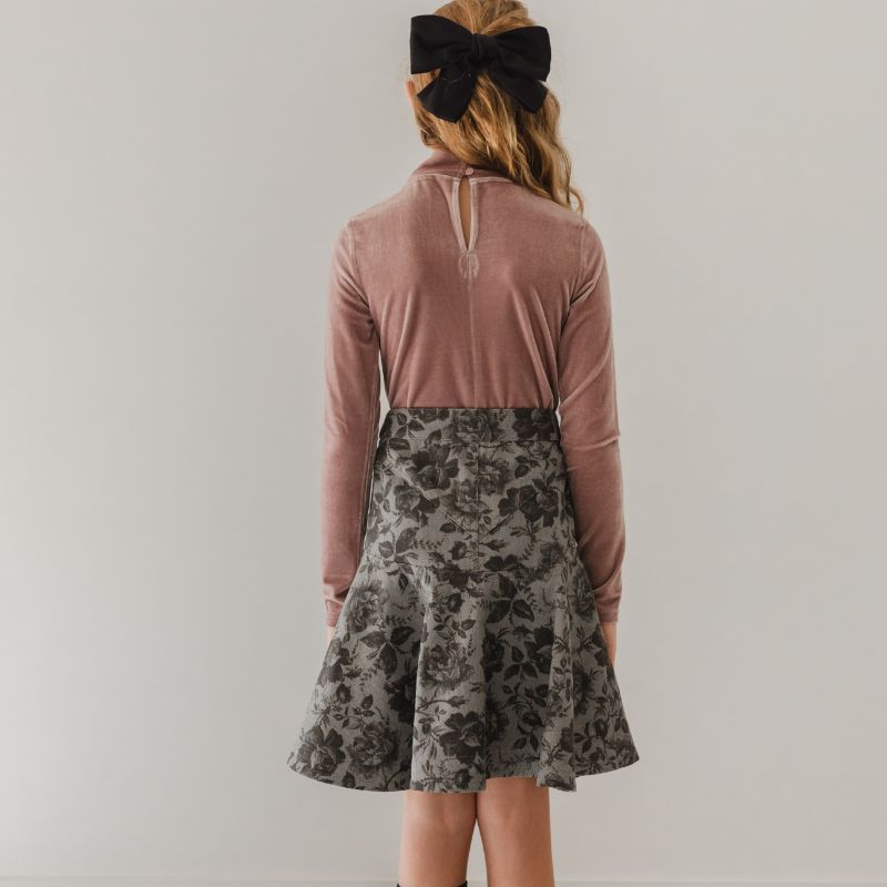 Printed Denim Skirt - Grey