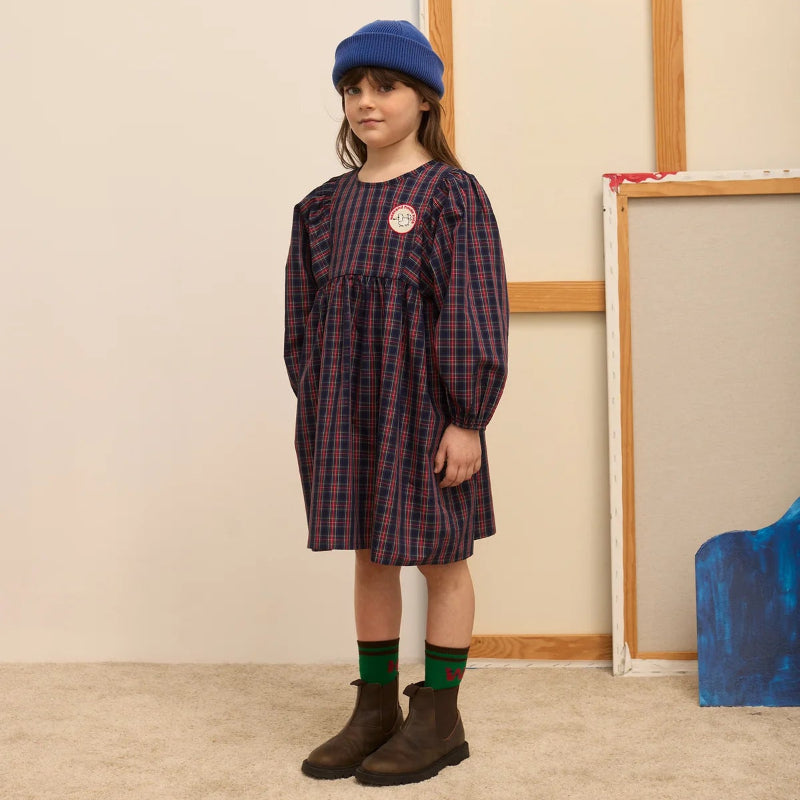 Poplin Dress - Blue &amp; Red