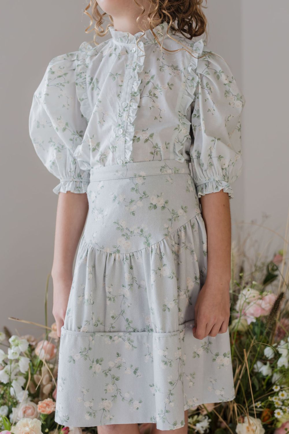 Denim Skirt - Cream Bud