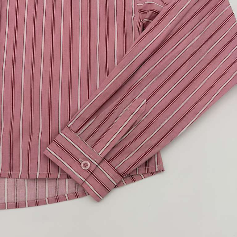 Striped Crop Shirt - Cherry