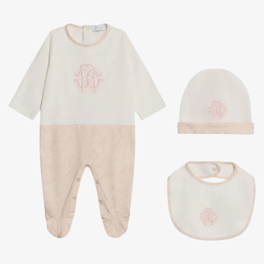 Logo Footie And Hat And Bib - Rose