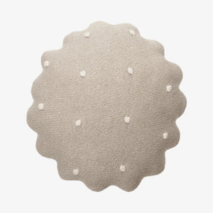 Knitted Cushion Round Biscuit - Dune White
