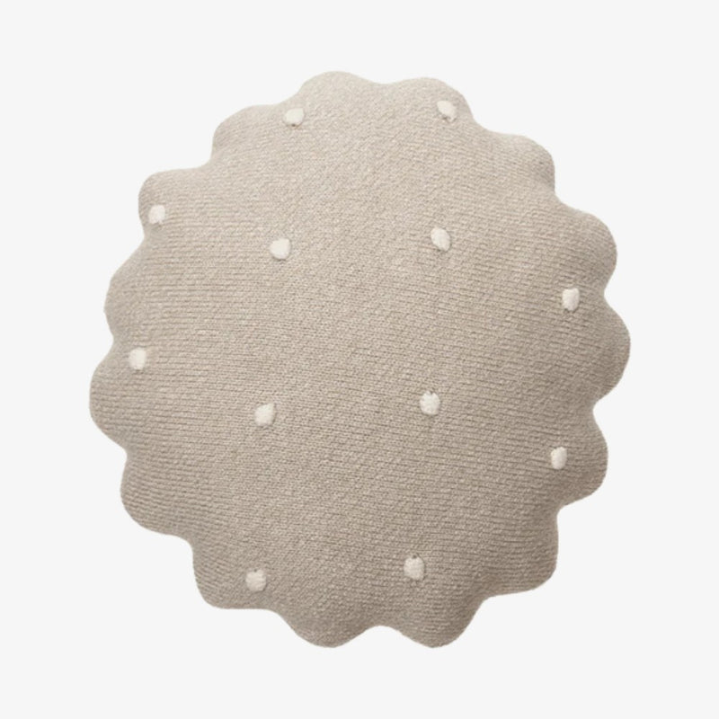 Knitted Cushion Round Biscuit - Dune White