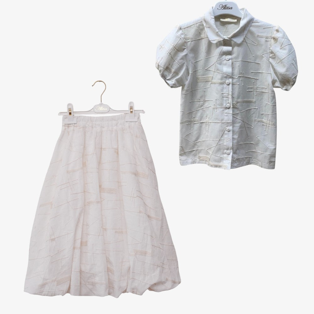 Lace Top And Skirt - White