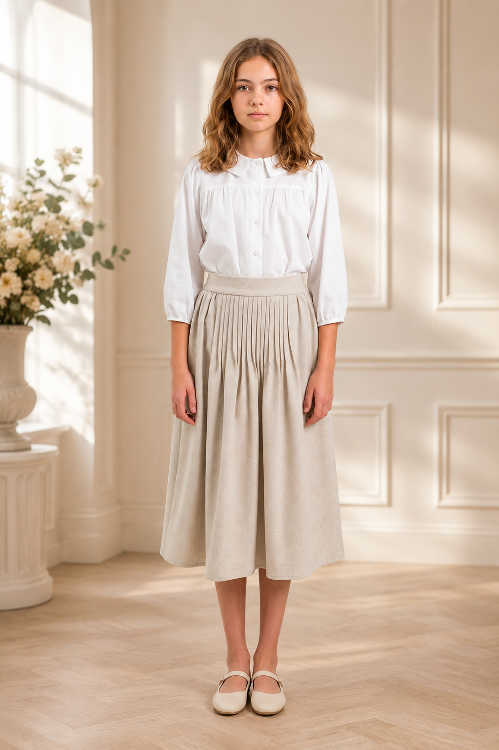 Pleat Skirt - Beige