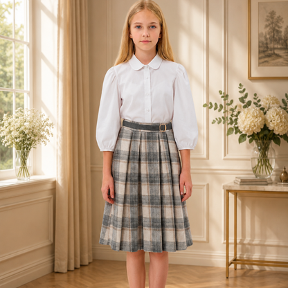 Belted Skirt - Plaid Light
