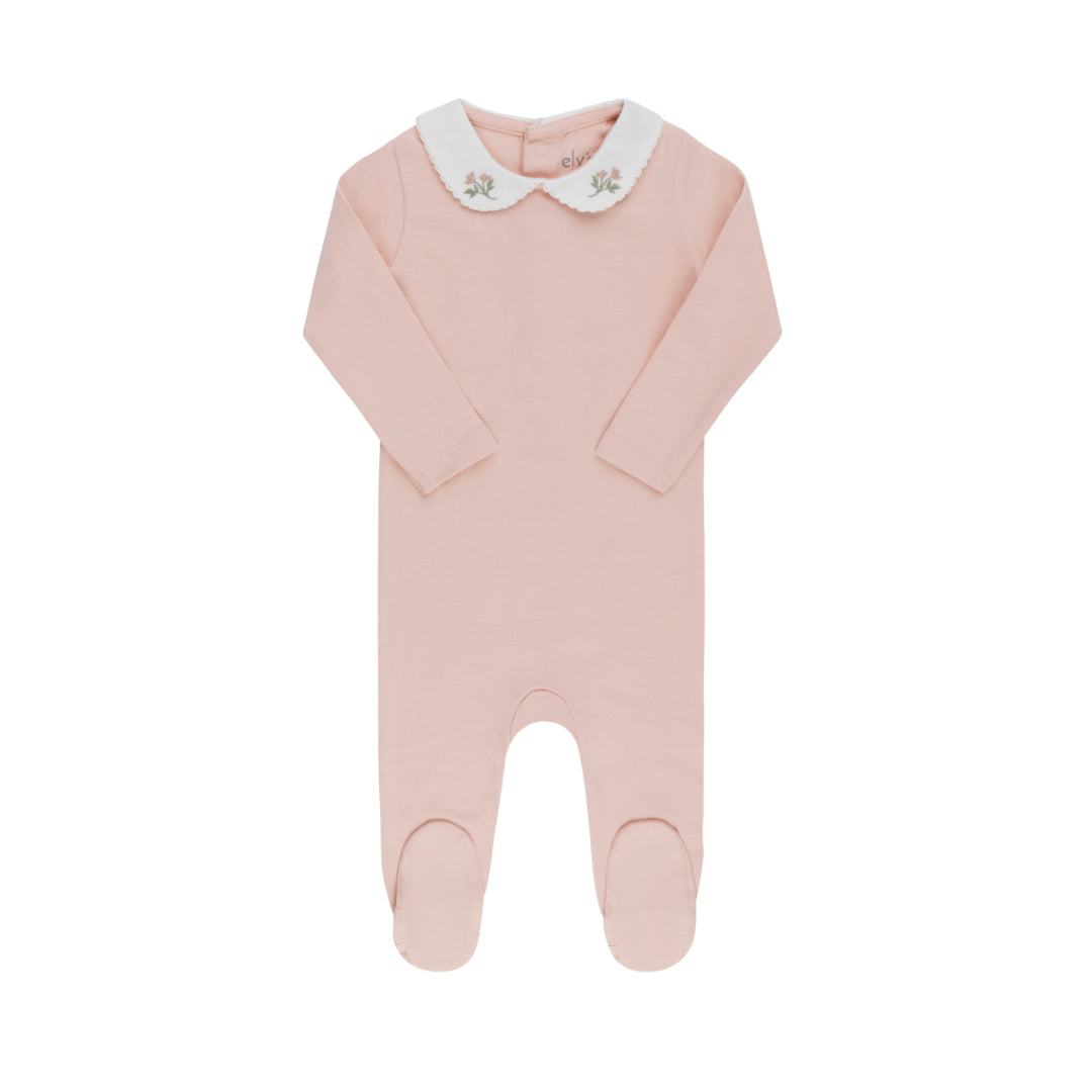 Ely`s & Co Embroidered Collar Footie - Pink