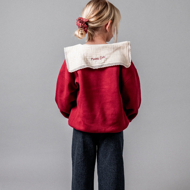Embroidered Sweatshirt - Cherry