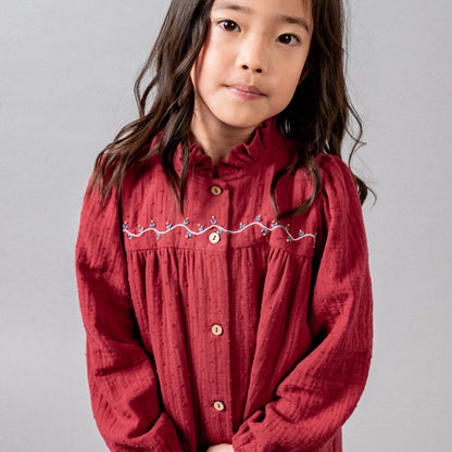 PLUMETI EMBROIDERED DRESS - Burgundy
