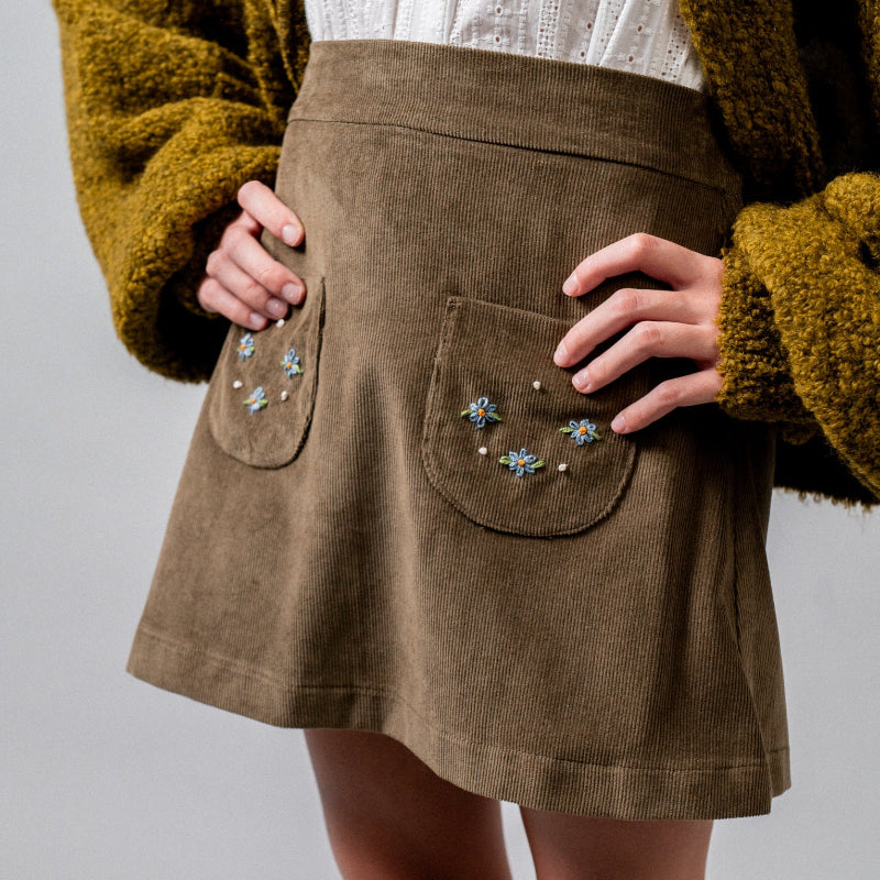 Corduroy Skirt - Khaki