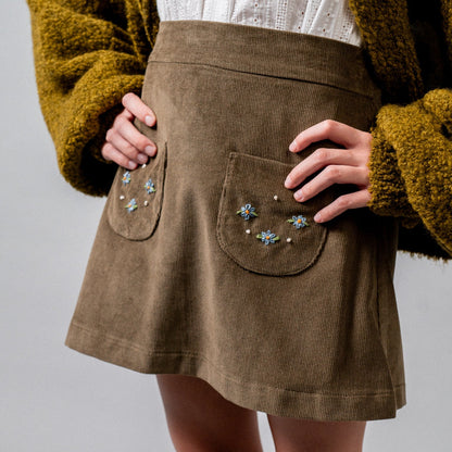 Corduroy Skirt - Khaki