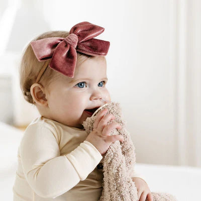 Velvet Bow Headband - Rose