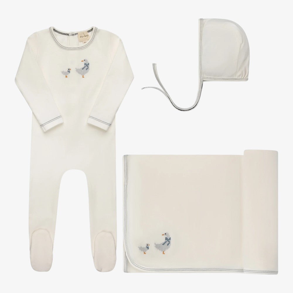 Cross Stitch Duck Take Me Home Set - Ivory &amp; Blue