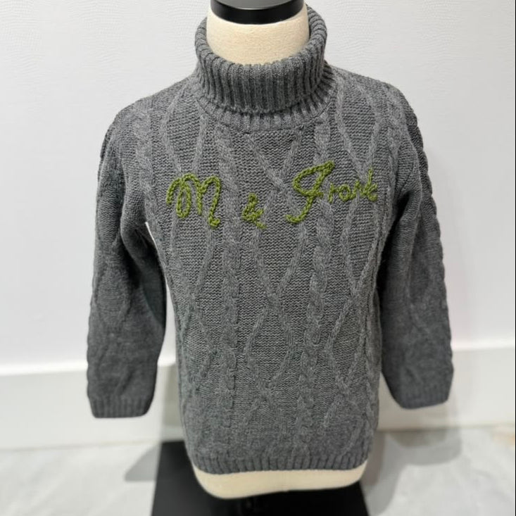 Logo Turtleneck - DARK GRAY &amp; GREEN