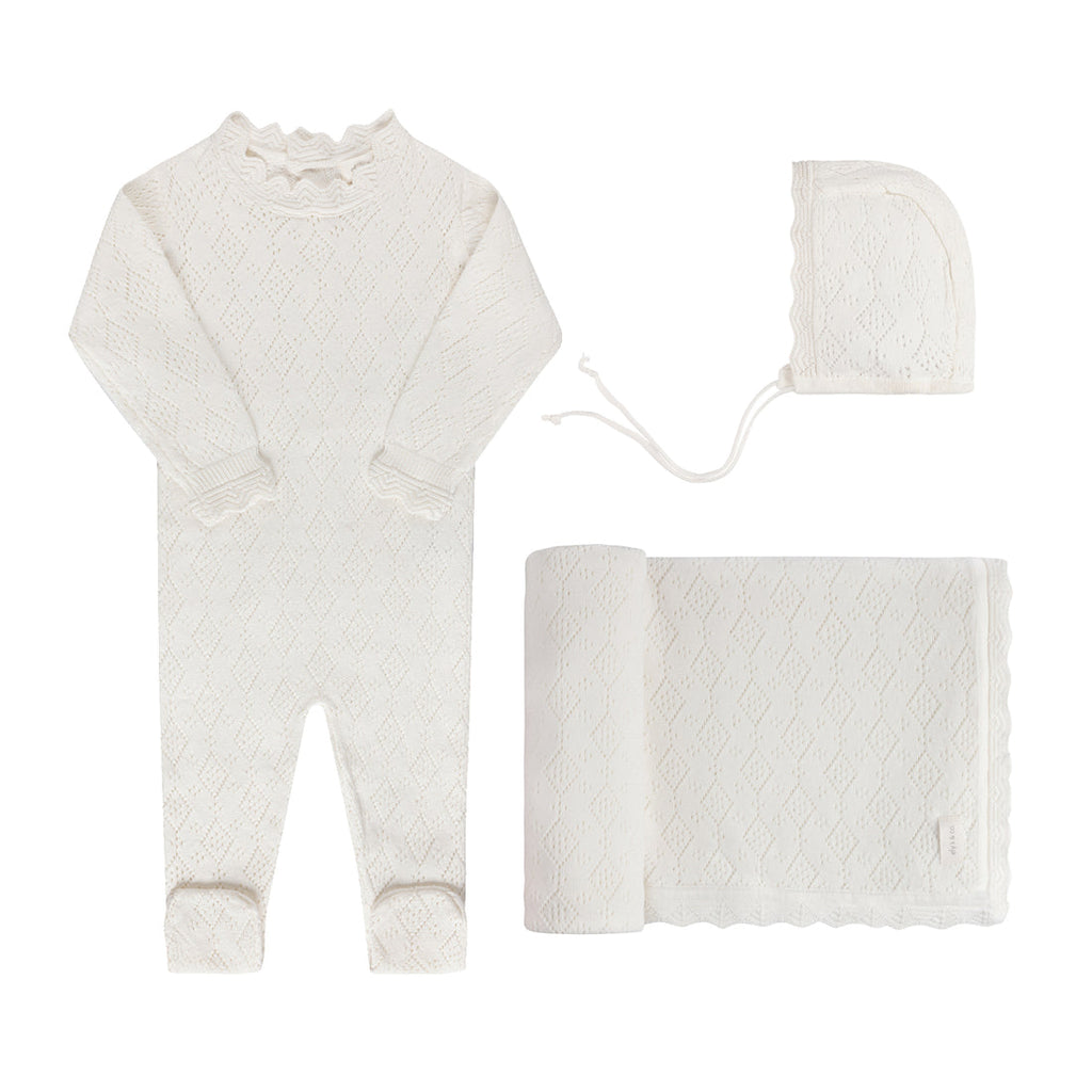 Ely`s & Co Pointelle Knit Take Me Home Set - Ivory