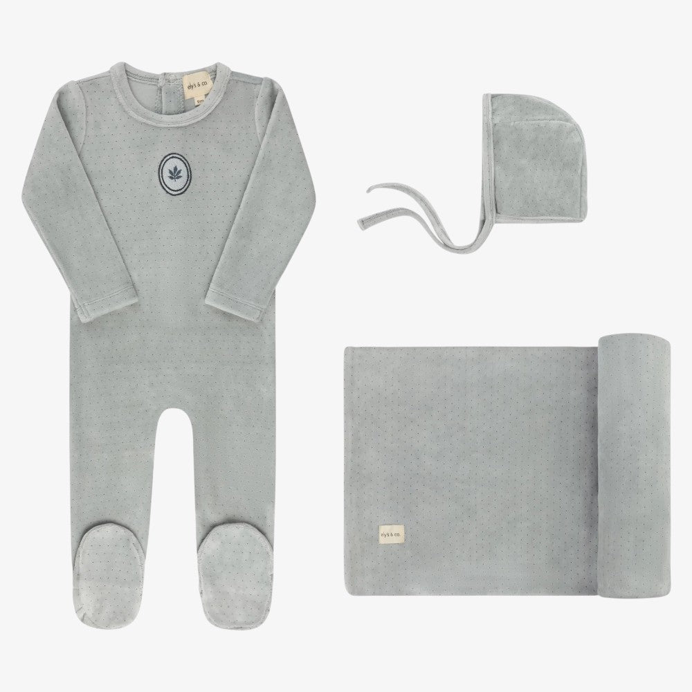 Embroidered Dot Take Me Home Set - Blue