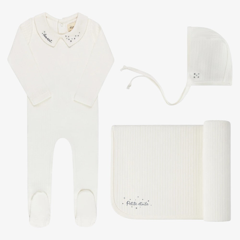 Embroidered Take Me Home Set - Ivory Blue