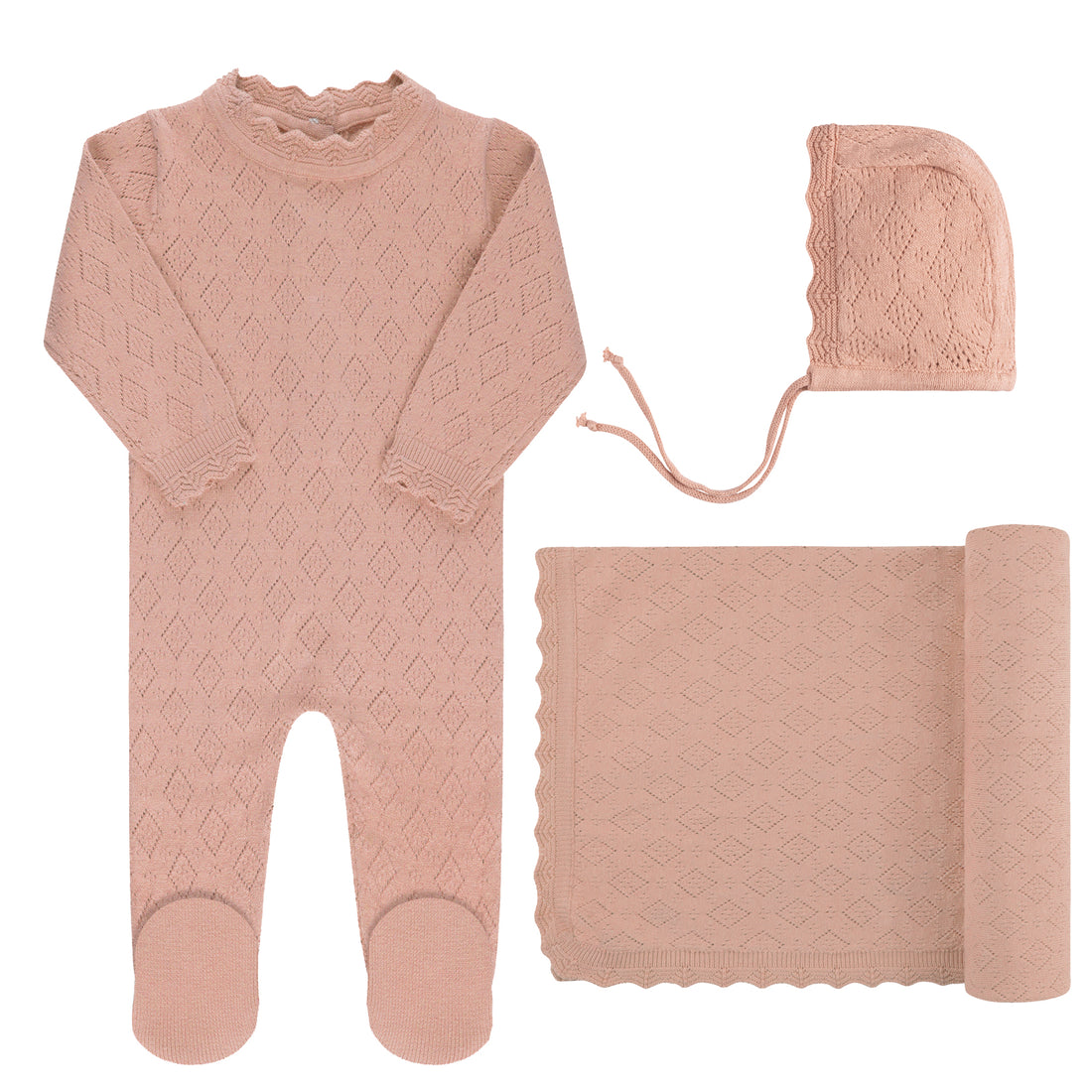 Ely`s & Co Pointelle Knit Take Me Home Set - Pink
