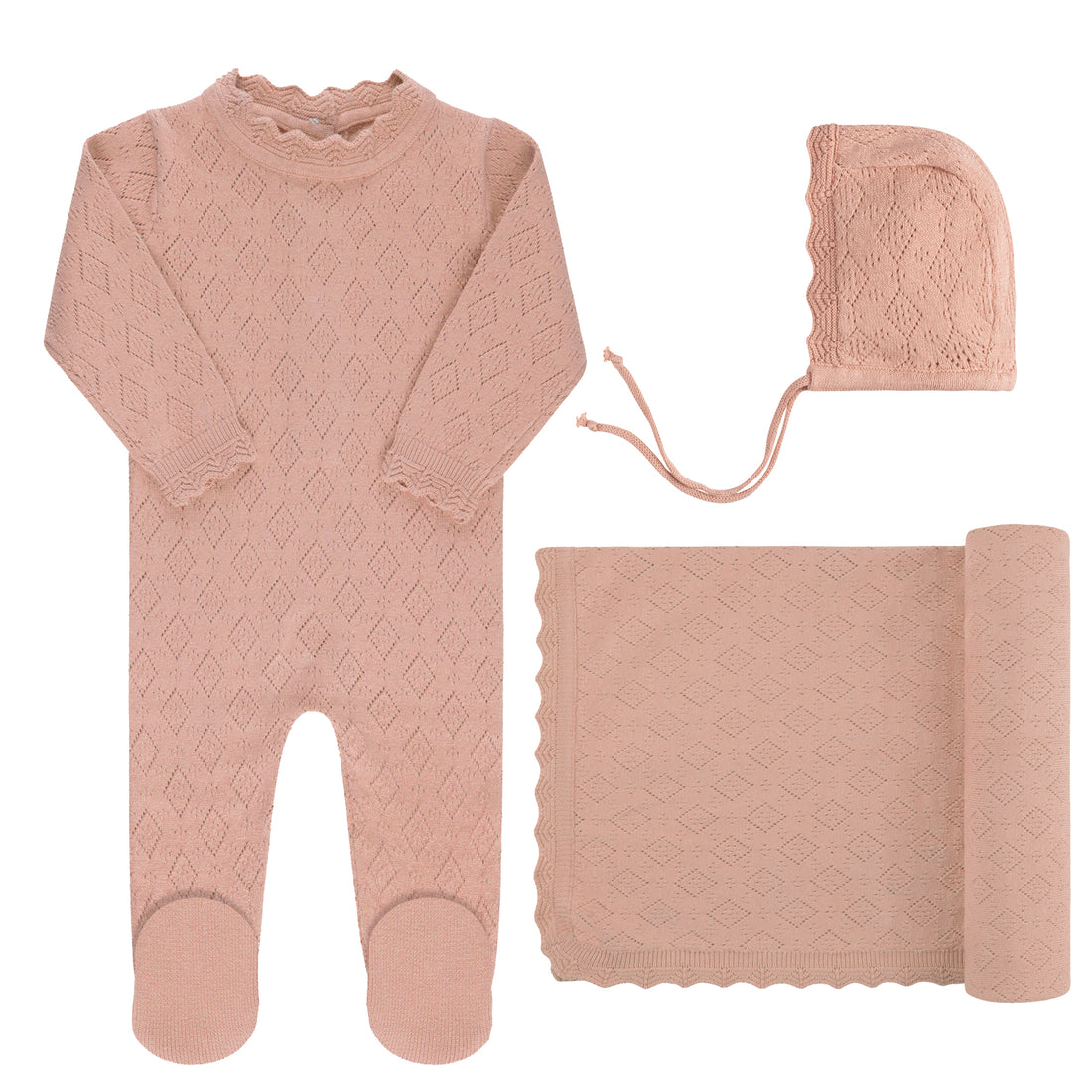 Pointelle Knit Take Me Home Set - Pink