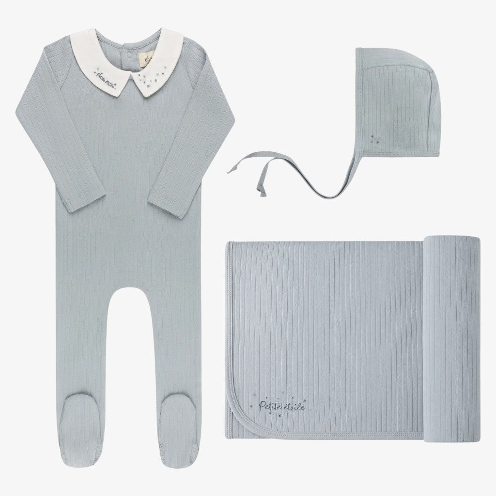Embroidered Take Me Home Set - Blue