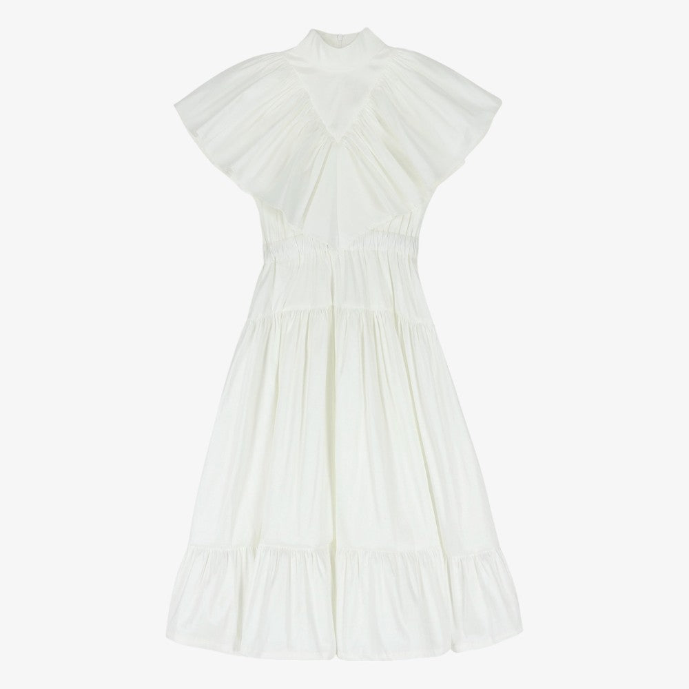 Gloss Ruffle Dress - White