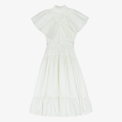 Gloss Ruffle Dress - White