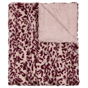 Peluche Leopard Blanket - Plum/rose