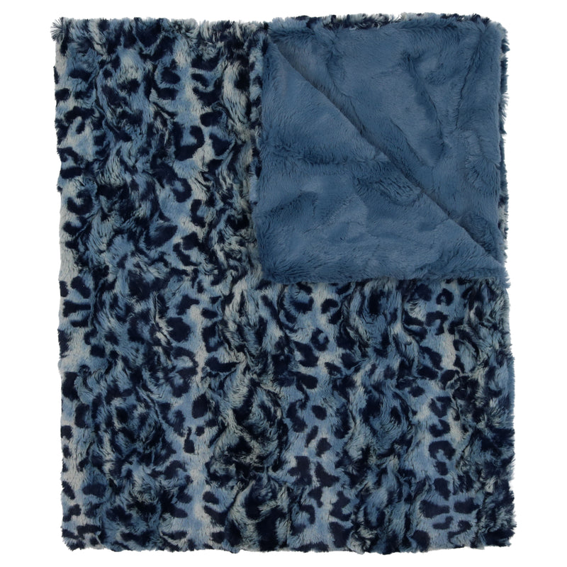Peluche Leopard Blanket - Denim/blue