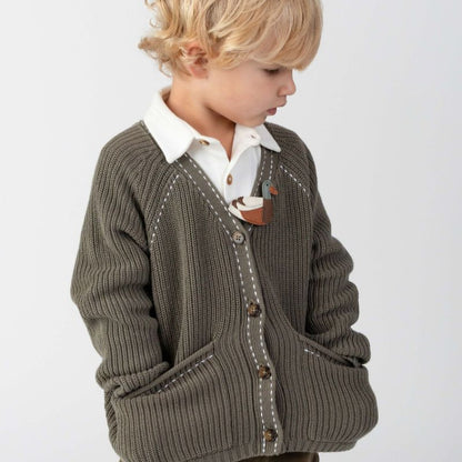 Khalan Cardigan - Stone Green