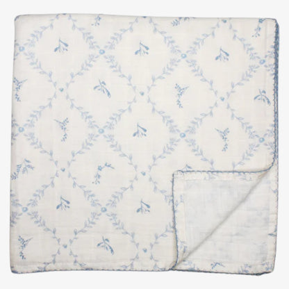 Muslin Blanket - Lattice Blue