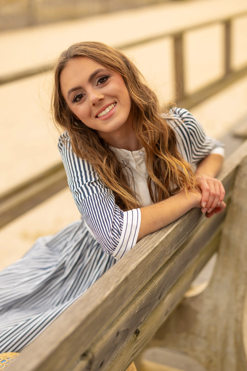 Striped Midi Dress - Blue