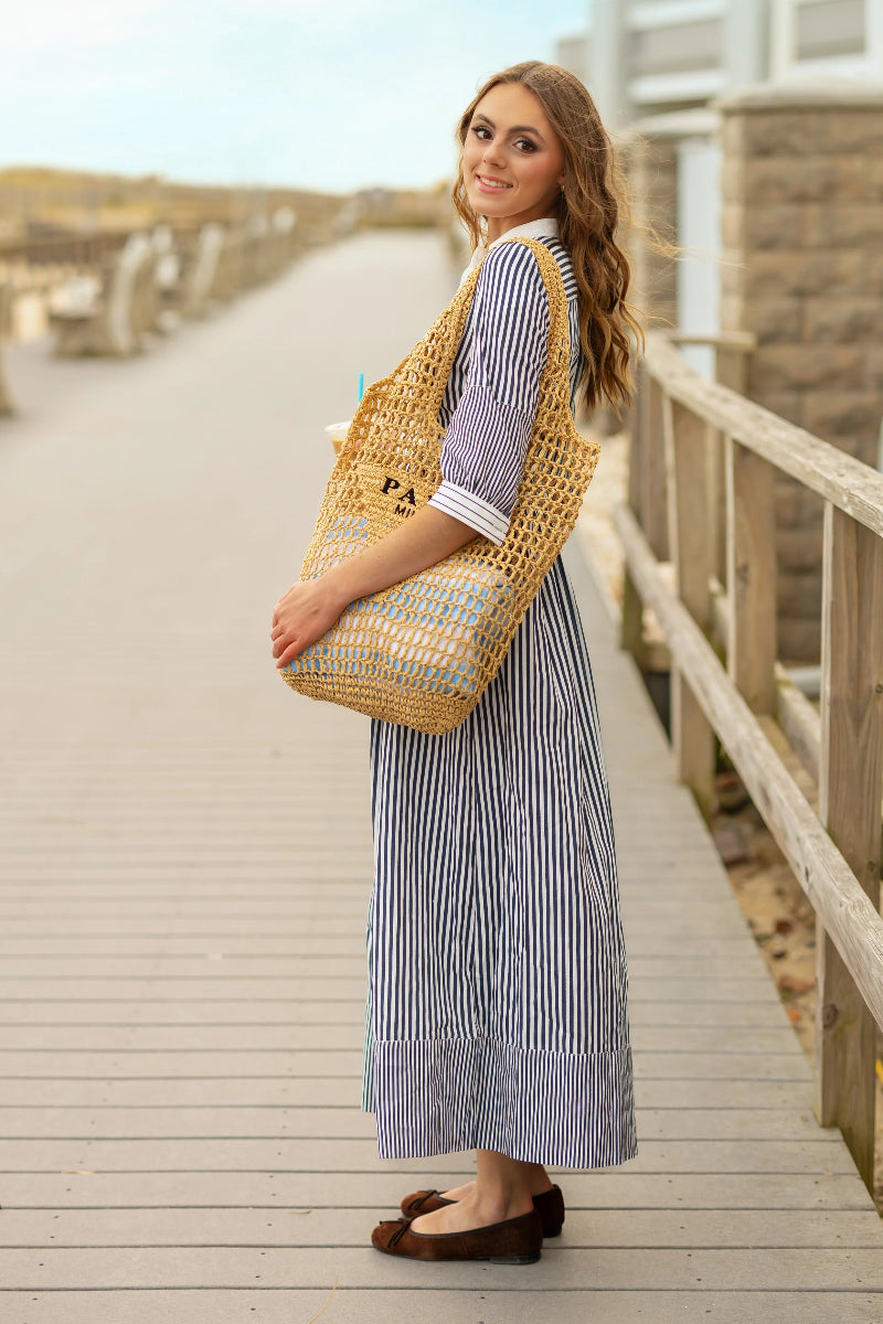 Striped Midi Dress - Blue