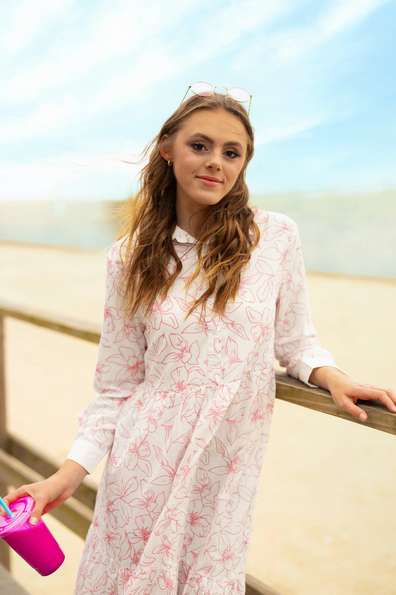 Print Shirt Dress - Floral