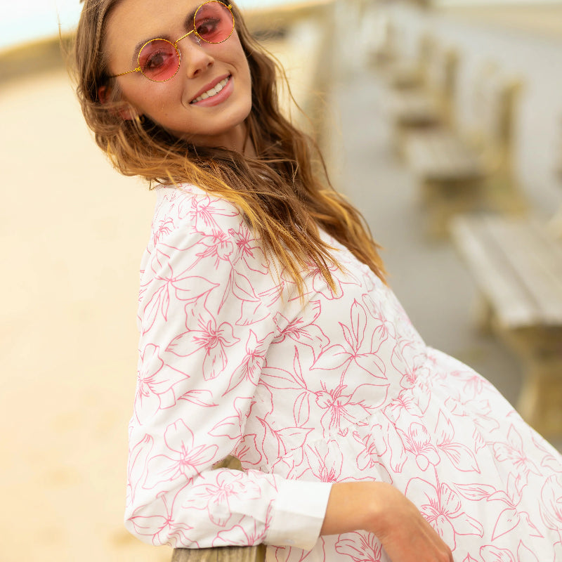 Print Shirt Dress - Floral