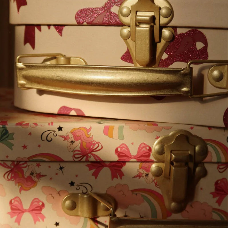 2 Pack Suitcase - Rainbow Bow