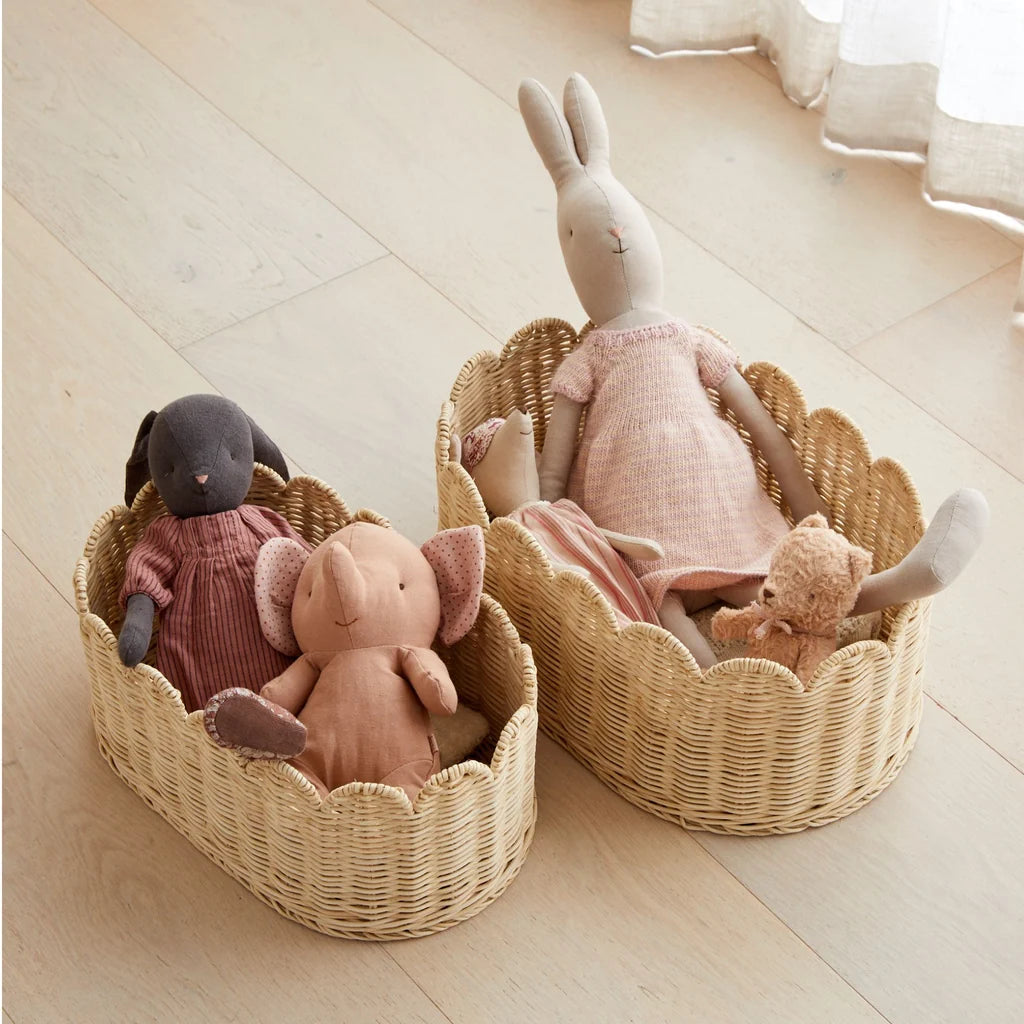 Belle Scallop Basket 2Pk - Natural