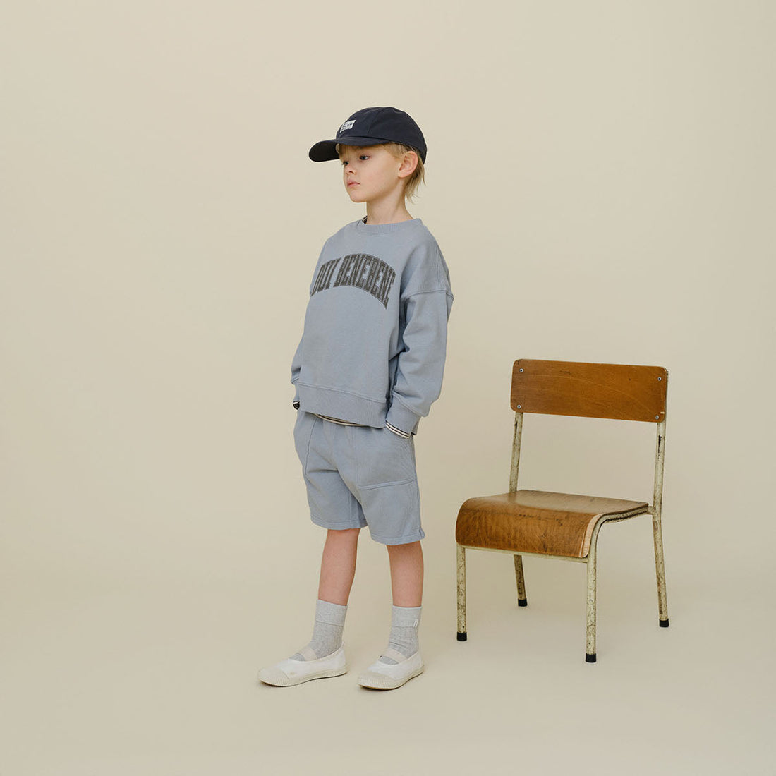 Oui Varsity Sweatshirt - Grayish Blue