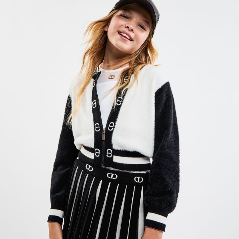 Cardigan Bomber - Black/off White