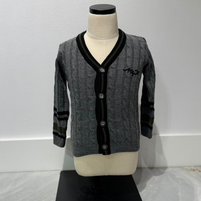 Logo Cardigan - DARK GRAY &amp; GREEN