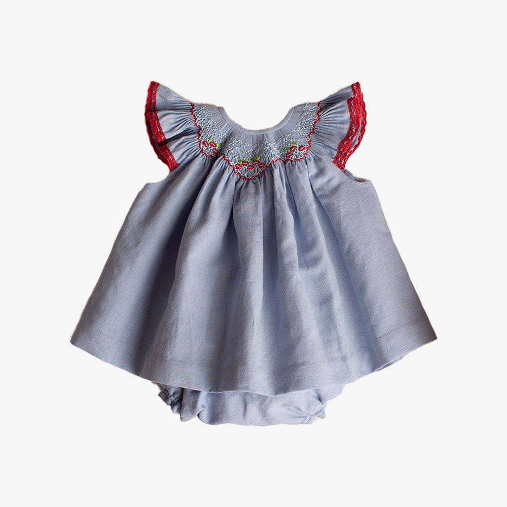 Birinit Petit Embroidered Blouse And Bloomer - Blue