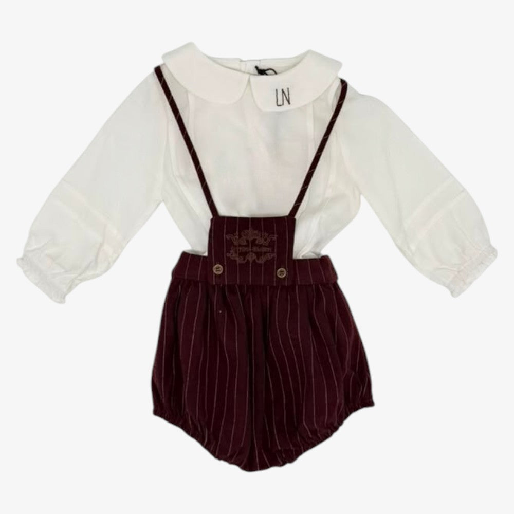 Pinstripe Top And Bloomer - Burgundy