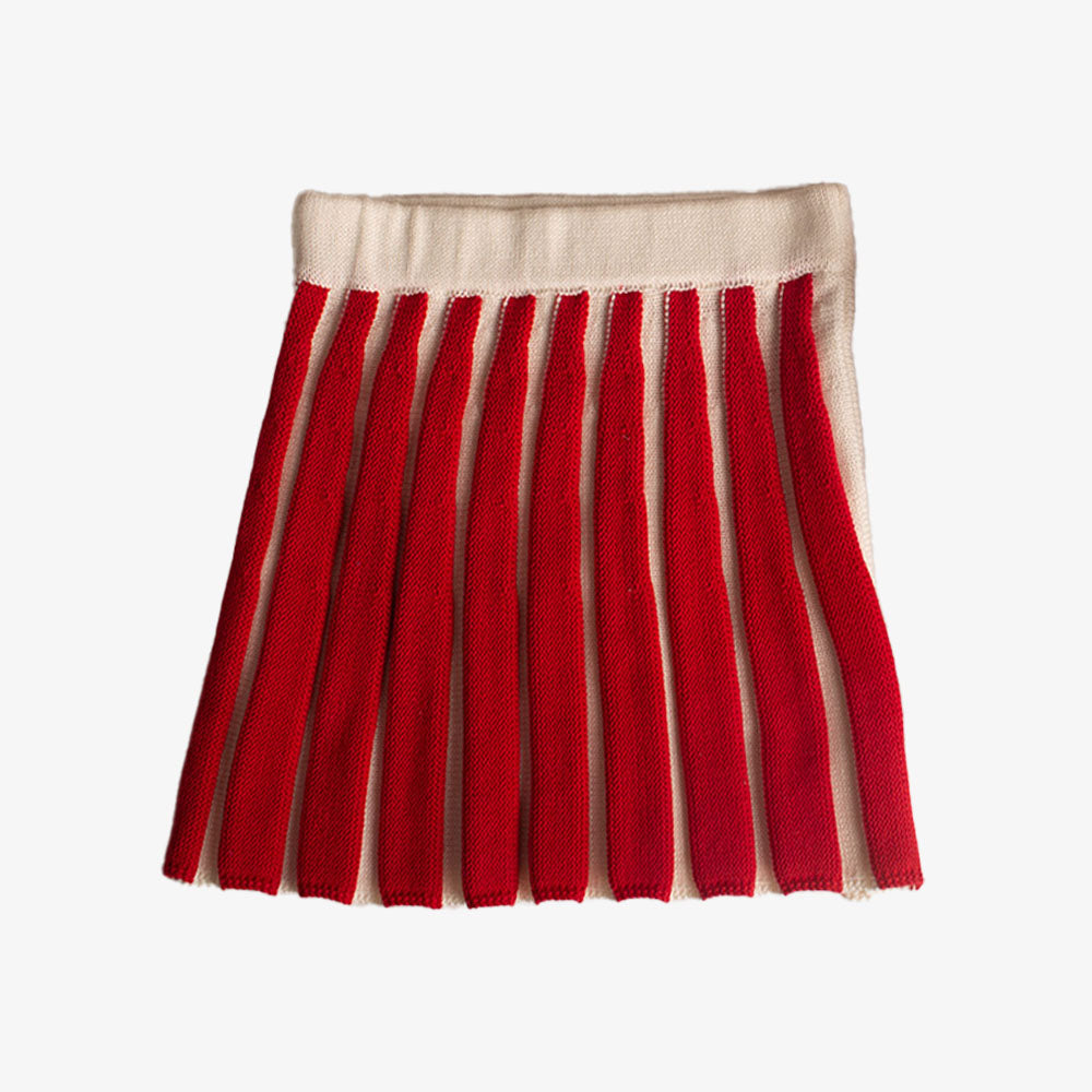 Birinit Petit Knit Stripe Skirt - Red