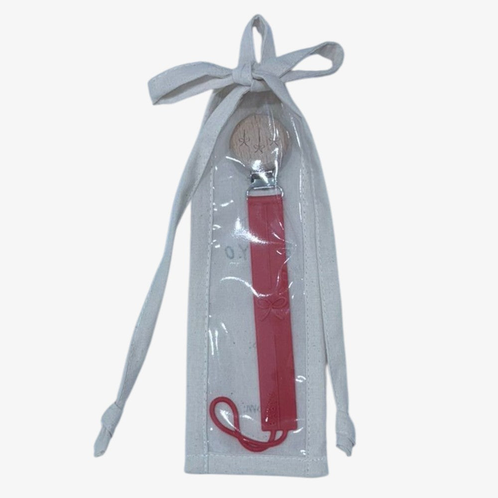 Bow Paci Clip - Red Bow Charms