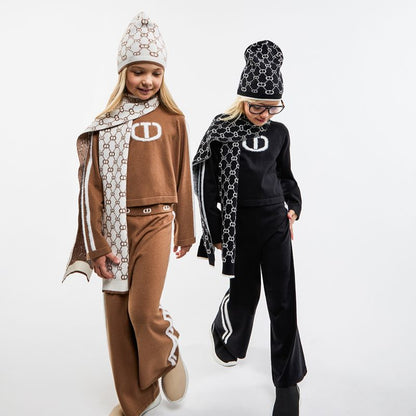 Knit Logo Hat - Milk/camel