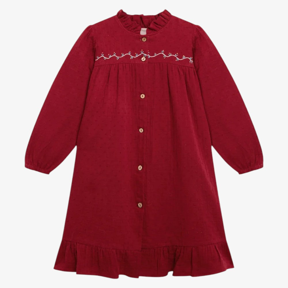 PLUMETI EMBROIDERED DRESS - Burgundy