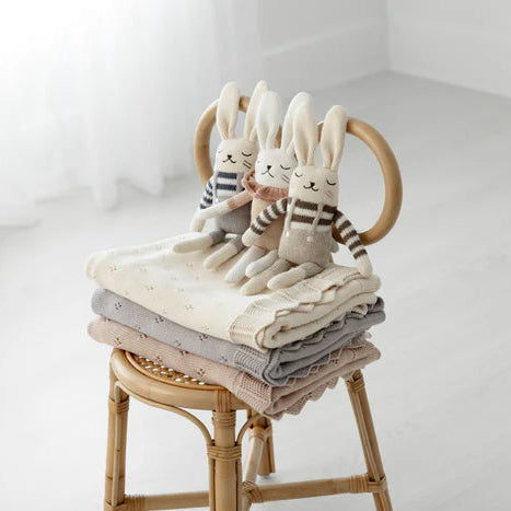 Scallop Pointelle Blanket - Nimbus Cloud